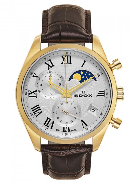 Edox Les Vauberts Chronograph Mondphase Datum Quarz 01655 37J ARD