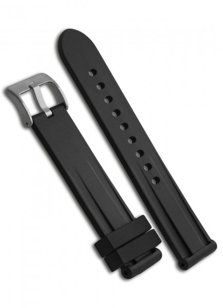 Zeno Watchband Rubber Black 23mm/21mm with Pin Buckle