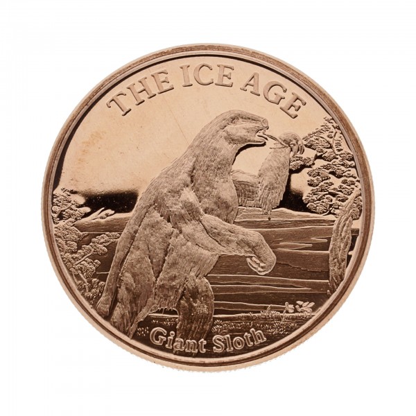 1 AVDP OZ. Fine Copper .999 "The Ice Age - Giant Sloth"