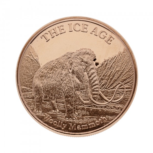 1 AVDP OZ. Fine Copper .999 "The Ice Age - Wolly Mammoth"