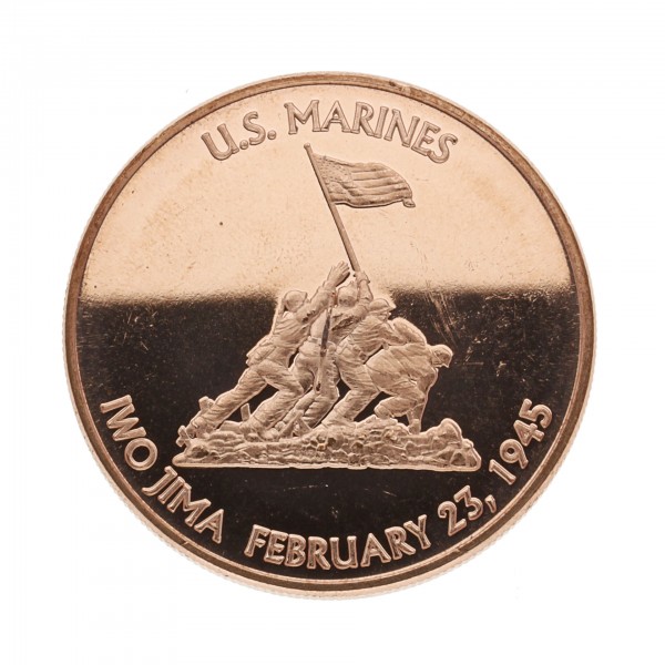 1 AVDP OZ. Fine Copper .999 "Iwo Jima 1945 U.S. Marines"