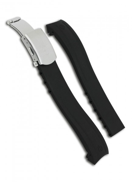 Claude Bernard Watchband Rubber Black 20mm/18mm with Folding Clasp
