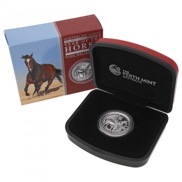 1 oz Australia 2014 Lunar II "Year of the Horse" Proof High Relief