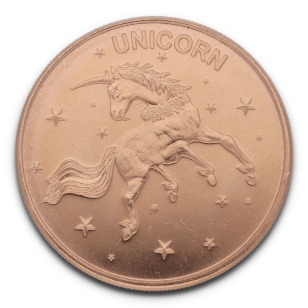 1 Unze (AVDP) .999 fein Kupfer "Unicorn - Einhorn"