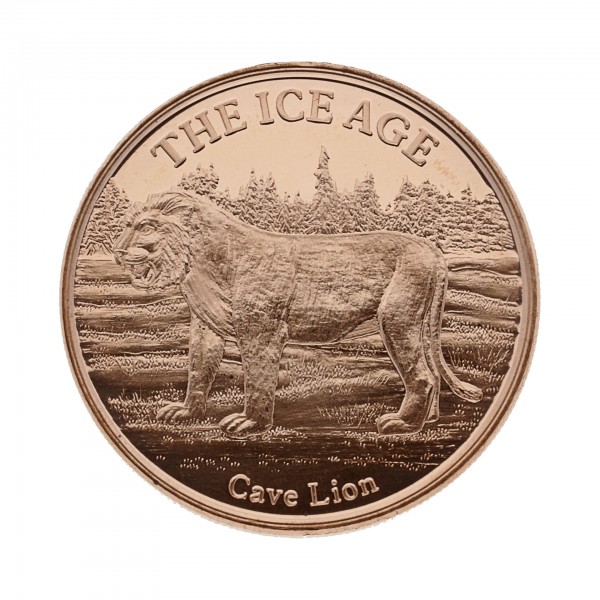 1 AVDP OZ. Fine Copper .999 "The Ice Age - Cave Lion"