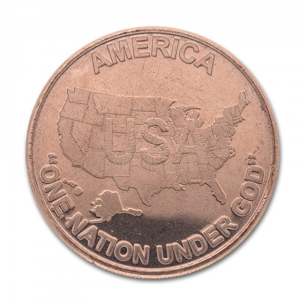 1 Unze (AVDP) .999 fein Kupfer "USA - AMERICA - ONE NATION UNDER GOD"
